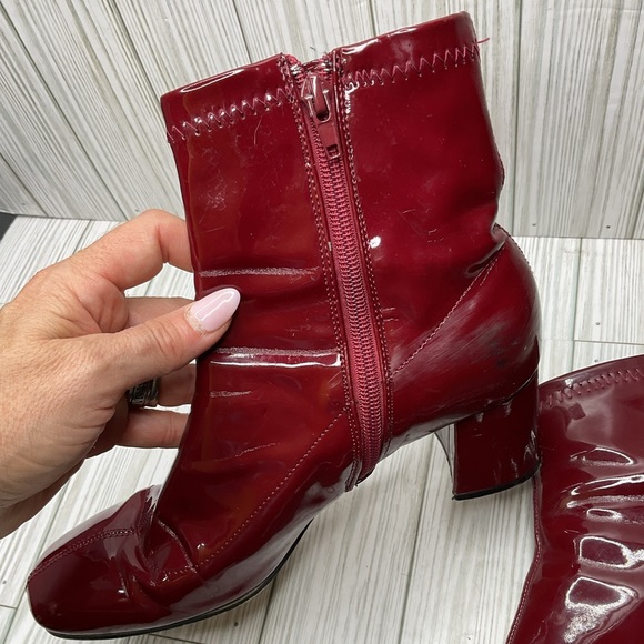 1127-Zara boots Burgundy boots with side zippers - Picture 3 of 9